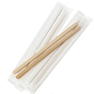 Coffee stirrer, 500 pcs, disposable, wooden, individually wrapped, 14 cm