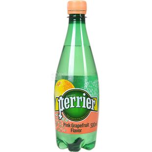 Perrier Grapefruit, 0,5 л, Вода минеральная со вкусом Грейпфрута Перье, без сахара, ПЭТ