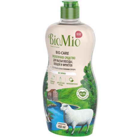 BioMio, Bio-Care, 450 мл, Засіб для миття посуду, без запаху, органічний