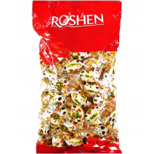 Roshen, Ko-Ko Choco White, 1 кг, Цукерки в білому шоколаді з подвійною начинкою Ко-Ко Чоко, Рошен