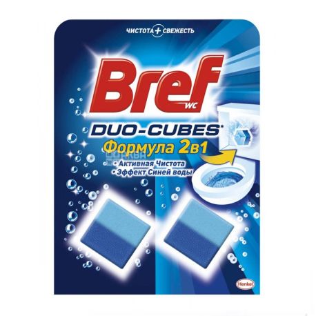 Bref Duo-Cubes, 2 шт. х 50 г, для чищення кубики для унітазу, ефект синьої води