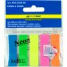 Buromax, Neon, 5 блоків по 25 шт., Стікери-закладки, пластикові, з клейовим шаром, 45х12 мм