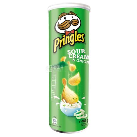 Pringles, 165 г, Чипсы картофельные, Sour cream & onion, тубус