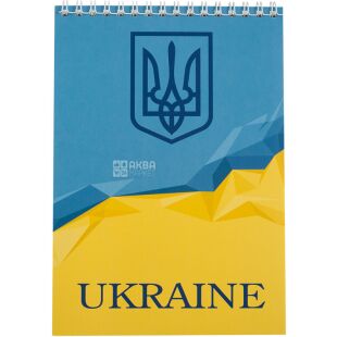 Buromax Ukraine, 48 аркушів, Блокнот на пружині, клітинка, А5, з патріотичним принтом