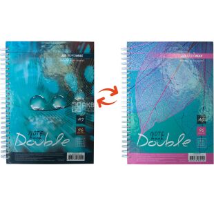 Buromax Double, 96 аркушів, Книга записна, двостороння, клітинка, тверда обкладинка, А5, в асортименті