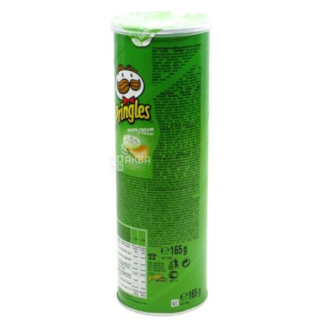 Pringles, 165 г, Чипсы картофельные, Sour cream & onion, тубус