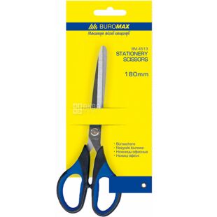 Buromax, Ножницы офисные, 18 см, с резиновыми вставками, Буромакс