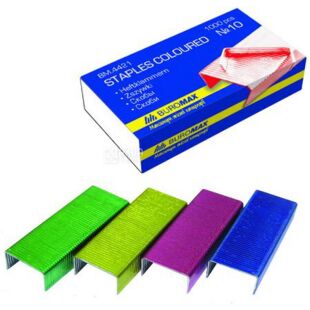 Buromax, 1000 шт., Скоби для степлера, кольорові, №10