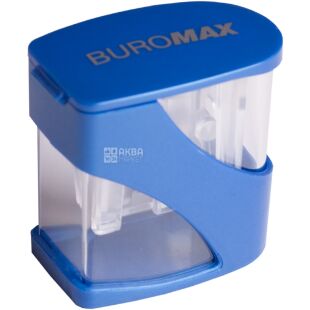 Buromax, Master twist, Точилка для карандашей, на 2 отверстия, с контейнером, синий