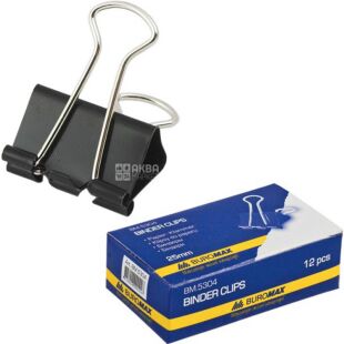 Buromax, 12 шт, Биндеры, 25 мм, черные