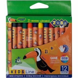 ZiBi, Kids Line, 12 шт., Олівці воскові