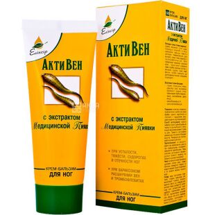 Эликсир, АктиВен, 75 мл, Крем-бальзам для ног, с экстрактом медицинской пиявки