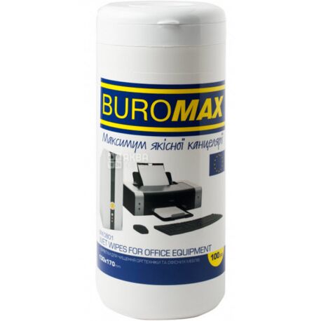 Buromax, 100 шт., Салфетки влажные для оргтехники