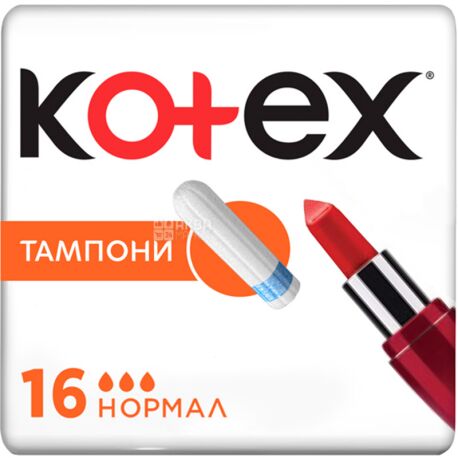Kotex, Ultra Sorb normal, 16 шт., Тампоны гигиенические без аппликатора, 3 капли 