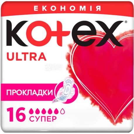 Kotex Ultra Dry Super Sanitary Pads, 16pcs, soft pack