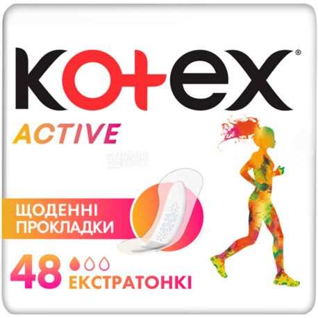 Kotex, Active, 48 шт., Прокладки ежедневные, экстратонкие