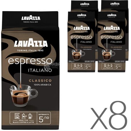 Lavazza Espresso, Кофе молотый, 250 г, Упаковка 8 шт.