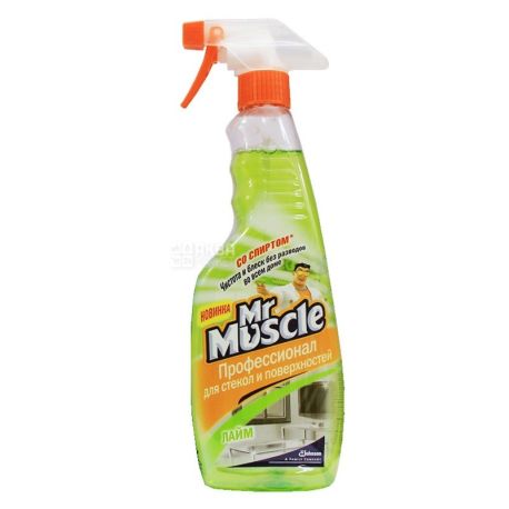 Mr. Muscle, 500 мл, Средство для мытья стекол, Лайм, Спрей