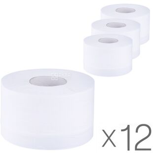 Papero, Упаковка 12 шт. х 1 рул., Туалетний папір целюлозний Паперо, двошаровий, 60м, 333 відрива, 90х180 мм, на втулці