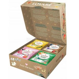 Lovare, Green tea assorted, 4 види по 8 пак., Чай зелений, асорті