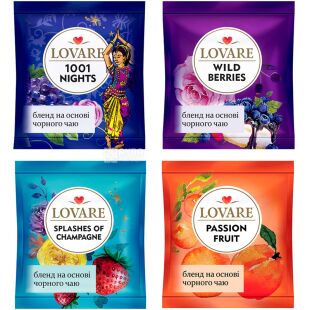 Lovare, Black tea assorted, 4 види по 8 пак., Чай чорний, асорті