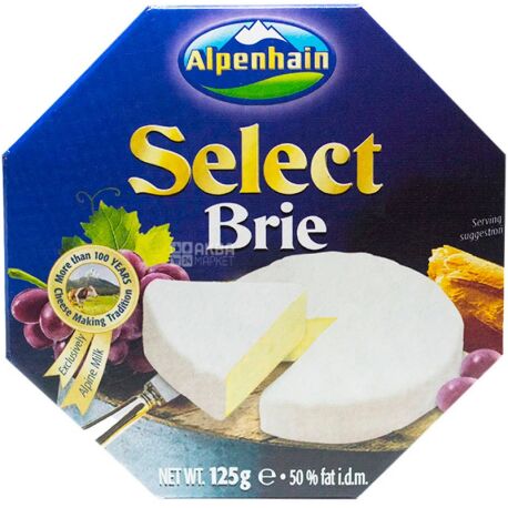 Alpenhain Select Brie, 125 г, Сыр Бри, с белой плесенью, 50%