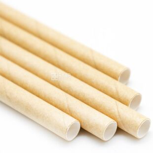 Промтус, Трубочки коктейльні , 50 шт., 19,7 см, крафт, паперові