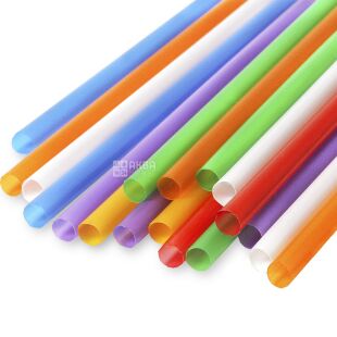 Трубочки коктейльні без гофри Фреш, 500 шт, 21 см,  кольорові, полімерні