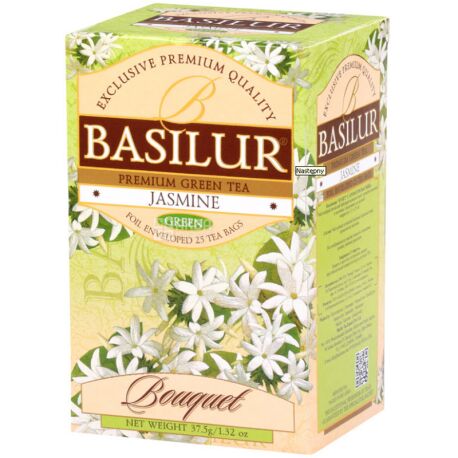 Basilur, Букет Жасмин, 25 шт х 1,5 г, Чай зелений, дрібнолистовий, в саше