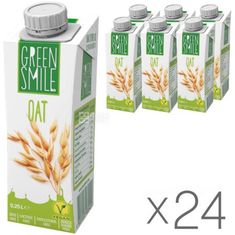 Green Smile, 250 г, Напиток овсяный 2,5%, упаковка 24 шт.