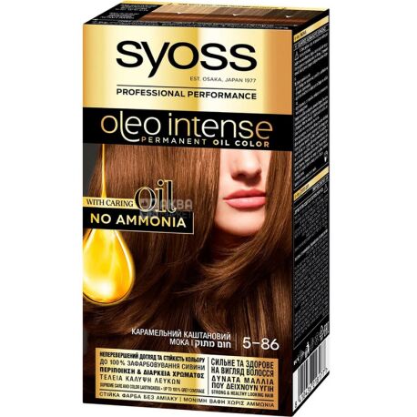 Syoss, Oleo Intense, Фарба для волосся, Карамельний каштановий, 115 мл