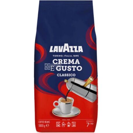 Lavazza, Crema e Gusto, 1 кг, Кава Лаваца, Крема Густо, темного обсмаження, в зернах