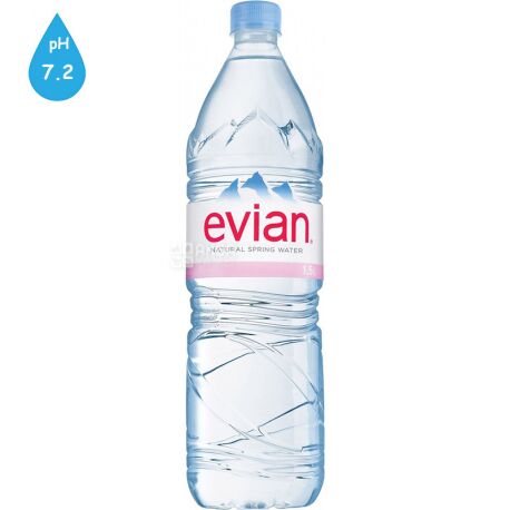 Evian, 1,5 л, Евіан, Вода негазована, ПЕТ