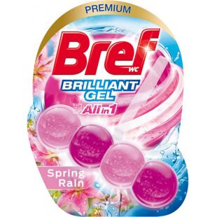 Bref, Блестящий гель, 42 г, Блок туалетный, Весенний дождь