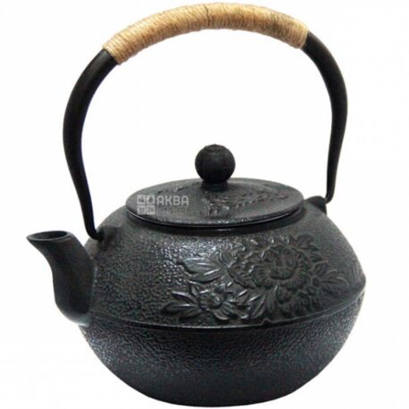 Olens Пион, 1100 мл, Чайник-заварник, чугунный, черный