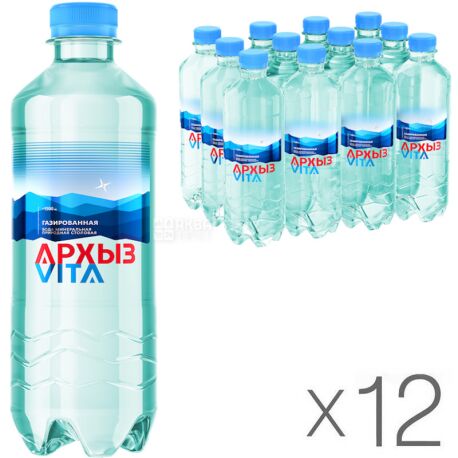  Arkhyz, 0.5 L, Pack of 12 pcs., Mineral carbonated water, PET