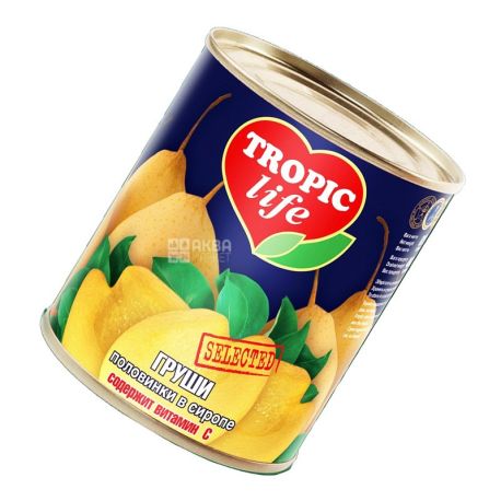 Tropic Life, 850 мл, груши, половинки, в сиропе