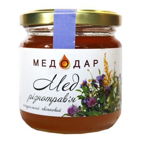 Медодар, 250 г, мед, разнотравье, цветочный, стекло