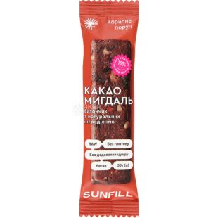 Sunfill, 35 г, СанФилл, Батончик какао-миндаль, без сахара