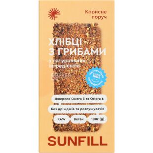 Sunfill, 100 г, Хлібці безглютенові з грибами Санфілл