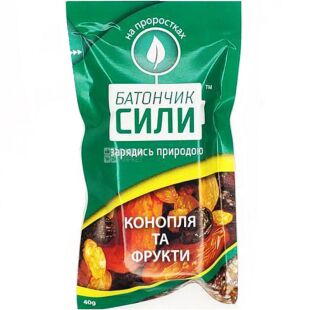 Ineo Products, 40 г, Інео, Батончик сили, Конопля та фрукти, без цукру