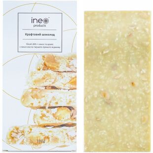 Ineo Products, 100 г, Инео, Шоколад крафтовый белый, с кокосом и арахисом, 26% какао