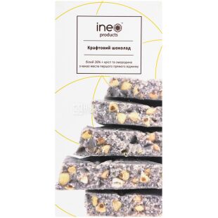 Ineo Products, 100 г, Инео, Шоколад крафтовый белый, с криспами и смородиной, 32% какао