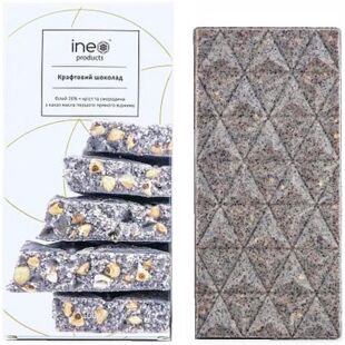 Ineo Products, 100 г, Инео, Шоколад крафтовый белый, с криспами и смородиной, 32% какао