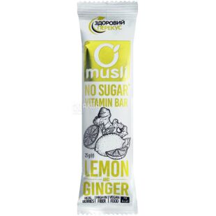 Здоровый перекус, 25 г, Батончик-мюсли, Лимон-имбирь, без сахара