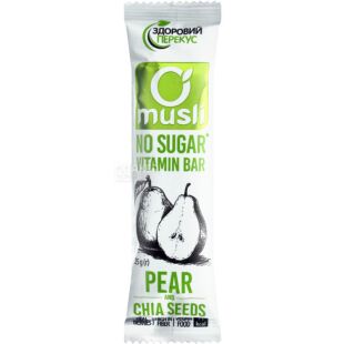 Здоровый перекус, 25 г, Батончик-мюсли, Груша-семена Чиа, без сахара