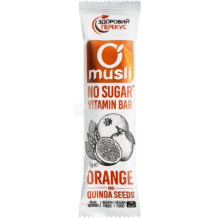 Здоровый перекус, 25 г, Батончик-мюсли, Апельсин-киноа, без сахара