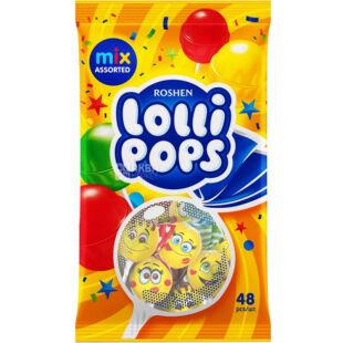 Roshen LolliPops Gum, 920 г, Леденец с жвачкой Фруктовый микс ЛолиПопс, Рошен