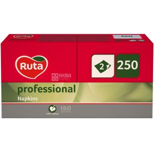 Ruta Professional, 250 шт., Серветки паперові Рута, двошарові, червоні, 33х33 см