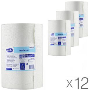 Grite Standart professional, Упаковка 12 шт. х 1 рул., Полотенца бумажные Грите Стандарт, 2-х слойные, 60 м, 190 листов, 200х315